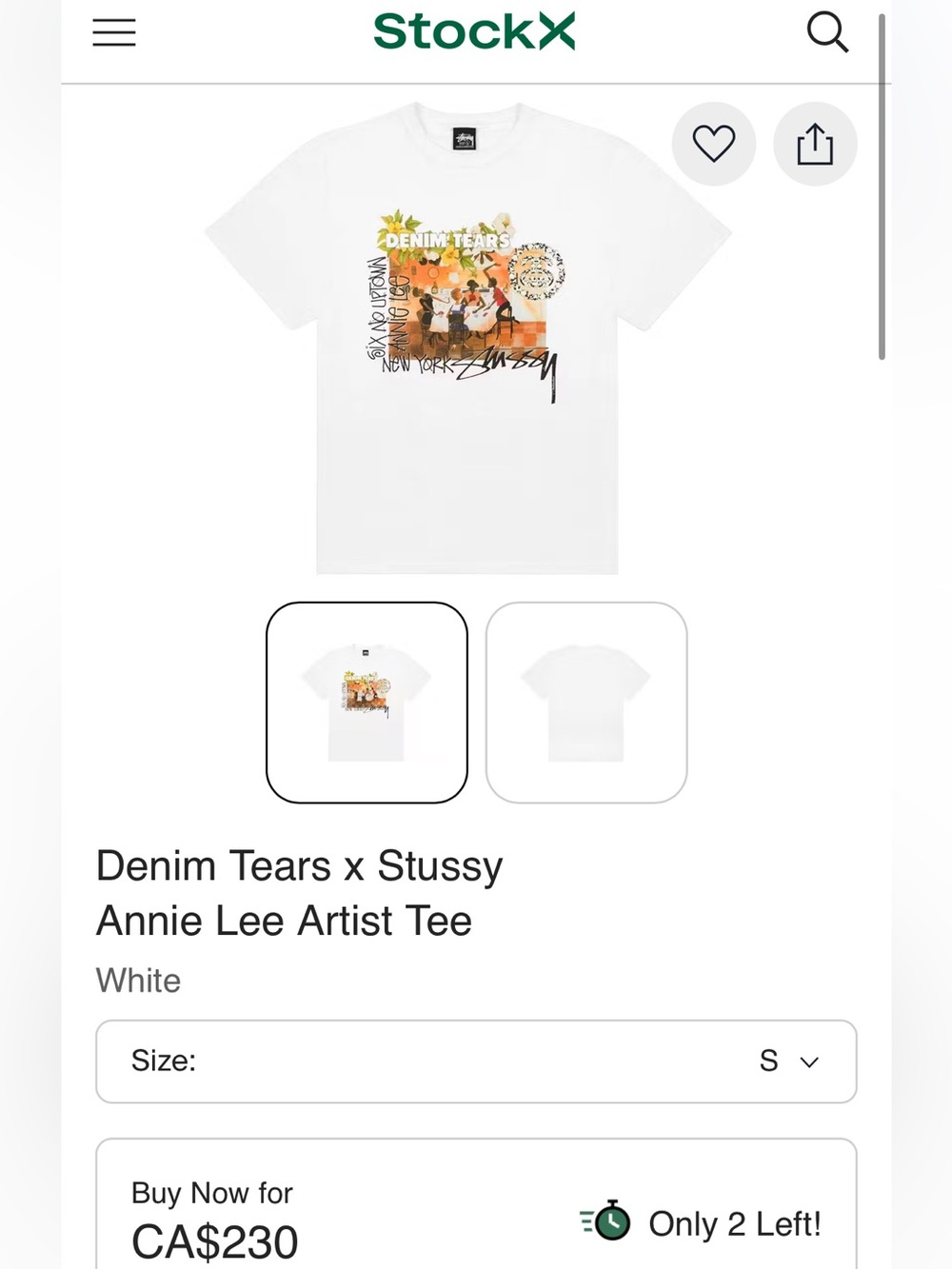 Denim Tears x Stussy Annie Lee Graphic Tee - White